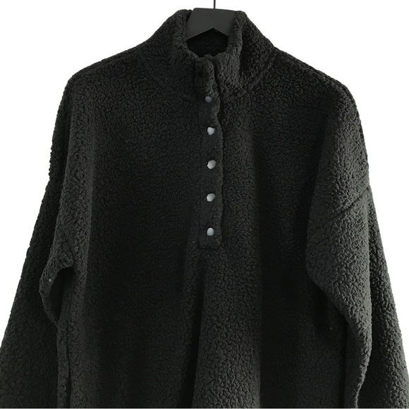 New! Aerie Cloud Sherpa Oversized Cozy Plush Pullover Snap Sweater Teddy Jacket - Picture 4 of 12